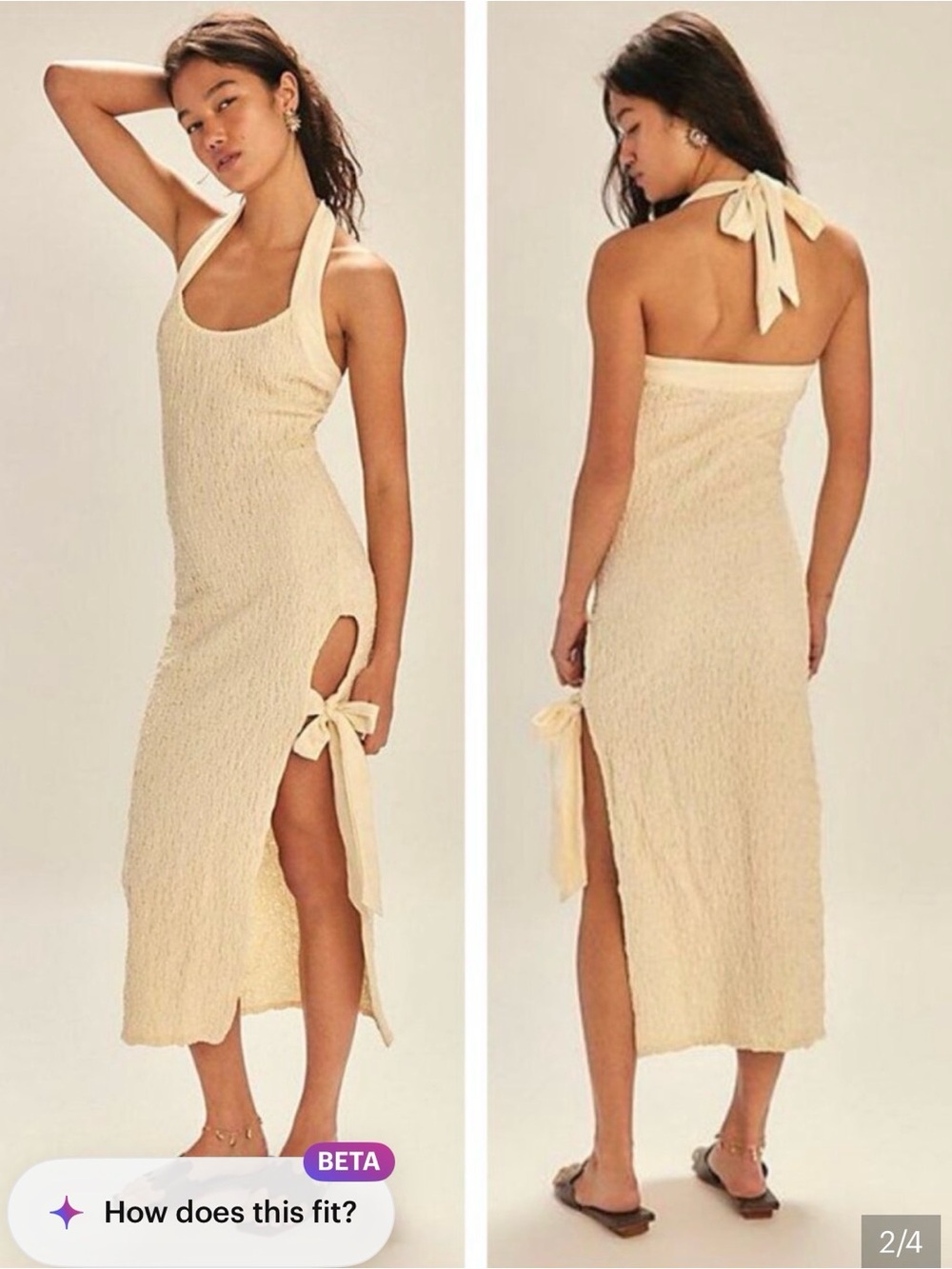 Free People free-est Sea Foam Textured Midi Dress - Natural / Cream NWOT